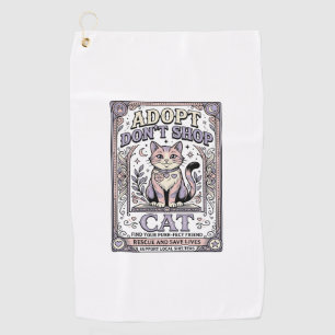 Adopt Don’t Shop Cat Cat Rescue Adoption Vintage V Golf Towel