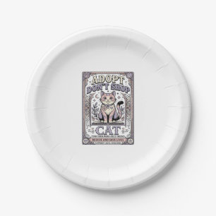 Adopt Don’t Shop Cat Cat Rescue Adoption Vintage V Paper Plate