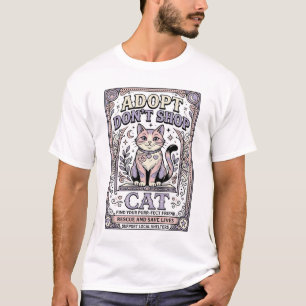 Adopt Don’t Shop Cat Cat Rescue Adoption Vintage V T-Shirt