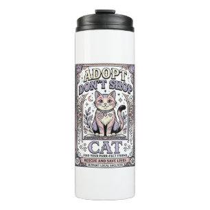 Adopt Don’t Shop Cat Cat Rescue Adoption Vintage V Thermal Tumbler