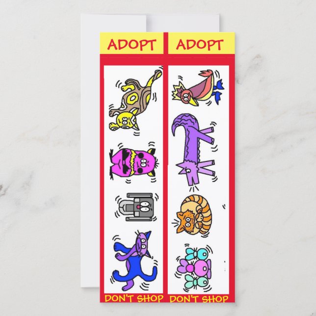 Adopt Don't Shop, Animal Rescue, Bookmarks Card (Front)