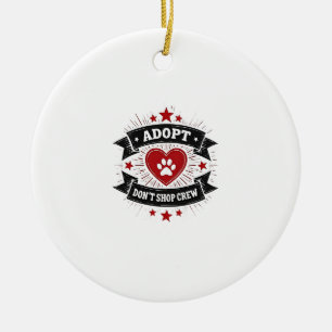 Adopt Dont Shop Crew Vintage Pet Rescue Paw Heart  Ceramic Tree Decoration