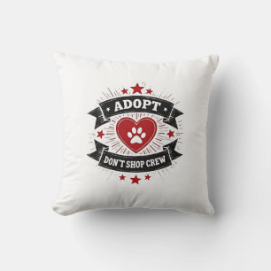 Adopt Dont Shop Crew Vintage Pet Rescue Paw Heart  Cushion