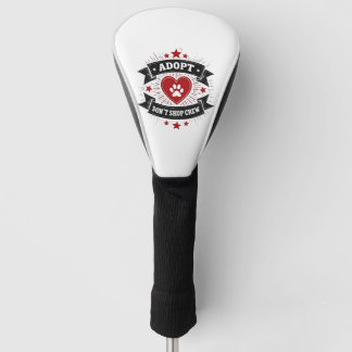 Adopt Dont Shop Crew Vintage Pet Rescue Paw Heart  Golf Head Cover