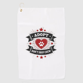 Adopt Dont Shop Crew Vintage Pet Rescue Paw Heart  Golf Towel