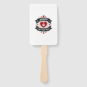Adopt Dont Shop Crew Vintage Pet Rescue Paw Heart  Hand Fan