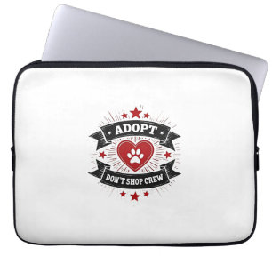 Adopt Dont Shop Crew Vintage Pet Rescue Paw Heart Laptop Sleeve