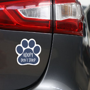 Adopt Don't Shop   Cute Animal Rescue Pawprint Car Magnet