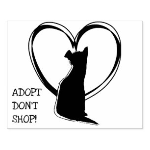Adopt Don't Shop! Cute Dog in Heart Rubber Stamp