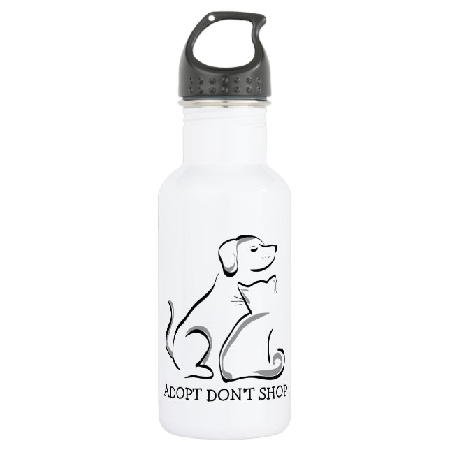 Adopt Don't Shop Dog Cat Rescue Water Bottle 18oz (Front)