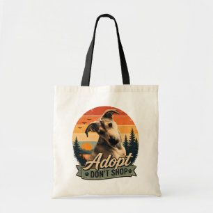 Adopt Don't Shop Vintage Rescue Dog Sunset Design Tote Bag