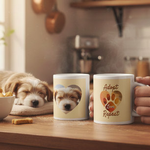 Adopt Love Repeat Earthy Rescue Photo Art  Large Coffee Mug