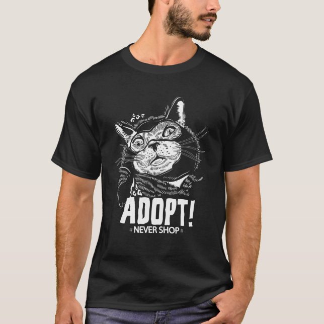 Adopt Never Shop Cat T-Shirt (Front)