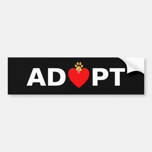 Adopt Pet Heart and Paw Bumper Sticker (Front)