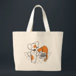 Adopt Pets Patch & Rusty™ Large Tote Bag<br><div class="desc">Click "Read more" for how to change background colours.Encourage others to adopt homeless pets with this original design & art by Andie of Off-Leash Art™ of her original characters Patch & Rusty perched beside a PLEASE ADOPT sign. To change the background colour, click the orange "customise it!" button below the...</div>