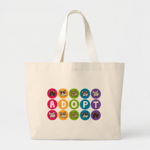 Adopt Rainbow Frenchie Large Tote Bag