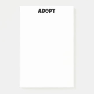 Adopt Rescue Paw Print 4 x 6 Post-it Notes
