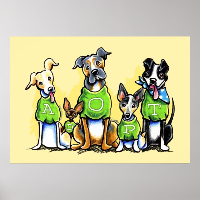 Adopt Shelter Dogs Green Tees Think Adoption Poster (Front)