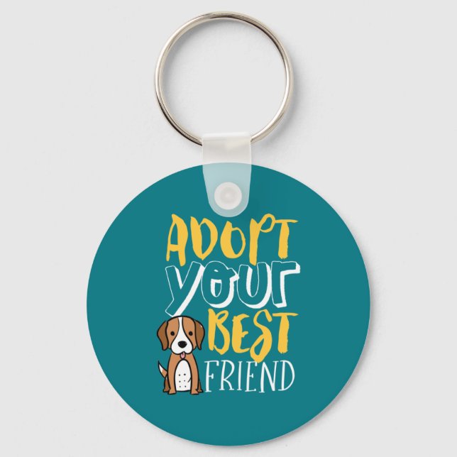 Adopt Your Best Friend Shelter Pet Cute Dog Lover Key Ring (Front)
