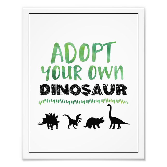 Adopt Your Own Dinosaur Birthday Sign (Front)