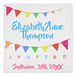 Adopted Banners Adoption - Custom Name Date Poster