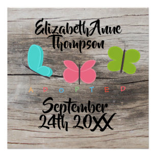 Adopted Butterflies - Custom Name Date Poster