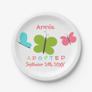 Adopted Butterfly Adoption - Custom Name Paper Plate