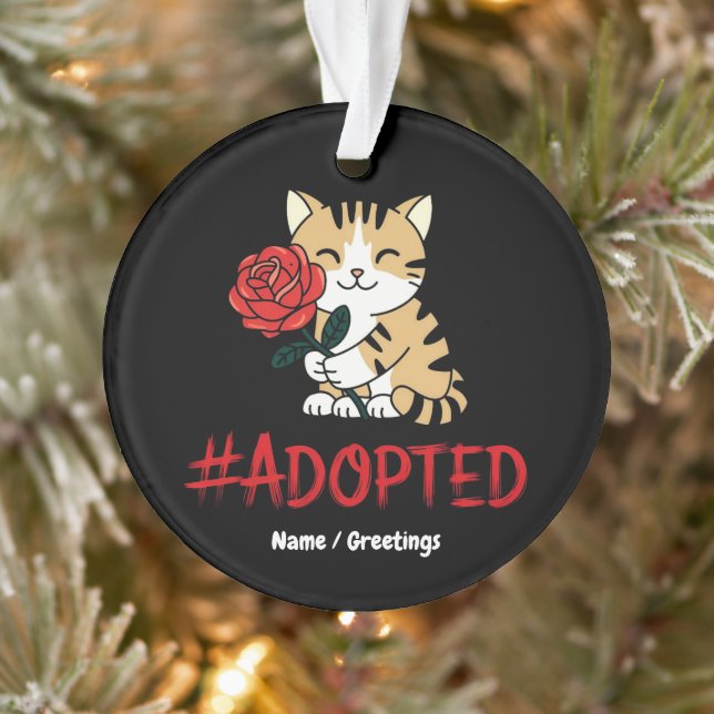 Adopted Cat Love Illustration with Rose Ornament (Tree)