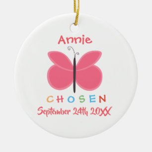 Adopted Chosen Butterfly Adoption - Custom Name Ceramic Tree Decoration