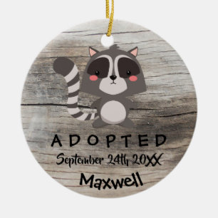 Adopted - Customised Racoon Adoption Gift Ceramic Tree Decoration