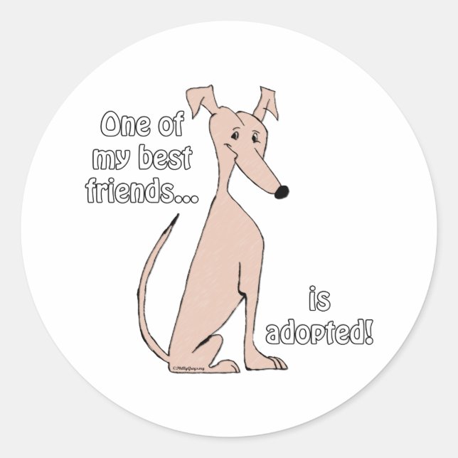Adopted~Red Classic Round Sticker (Front)