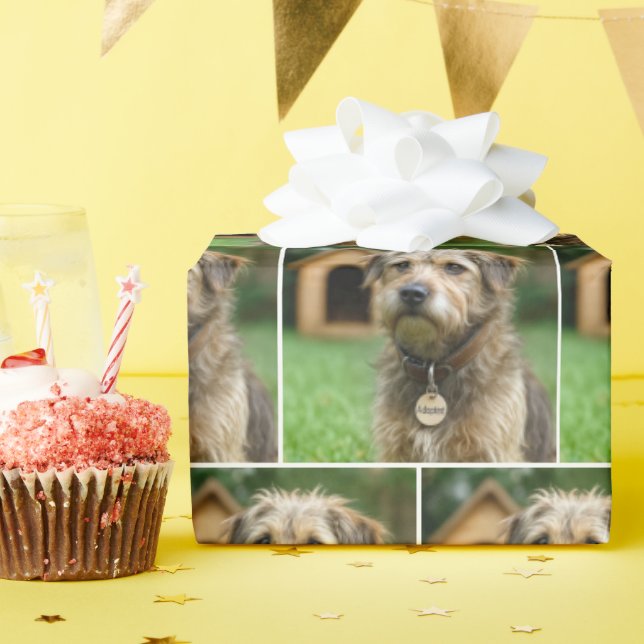 Adopted Scruffy Dog With Doghouse Wrapping Paper (Birthday Party)