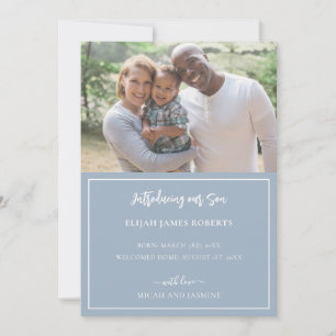 Adoption Announcement Blue and White Stripe