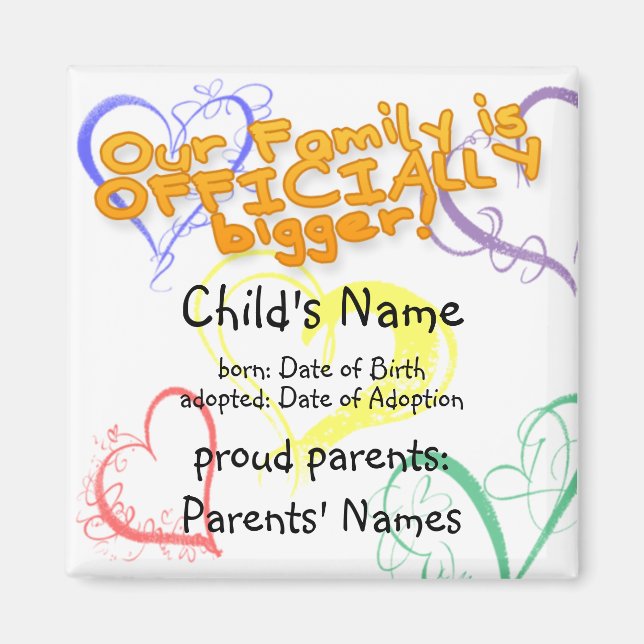 Adoption Announcement Magnet (Front)