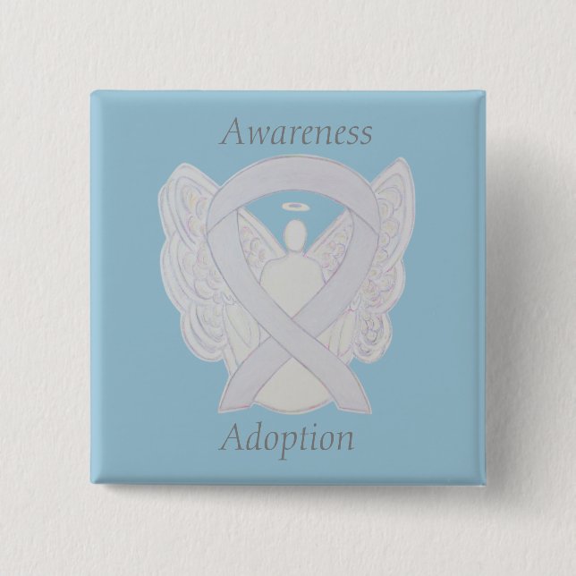 Adoption Awareness Angel White Ribbon Custom Pin (Front)