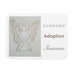 Adoption Awareness White Ribbon Angel Magnet