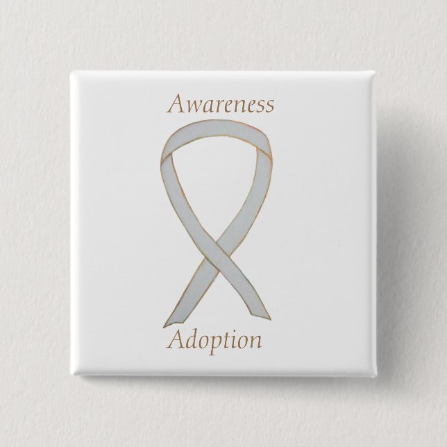 Adoption Awareness White Ribbon Custom Pin (Front)