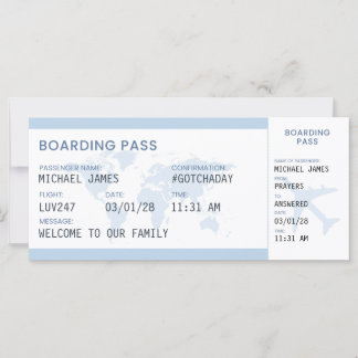 Adoption Boarding Pass Keepsake Card