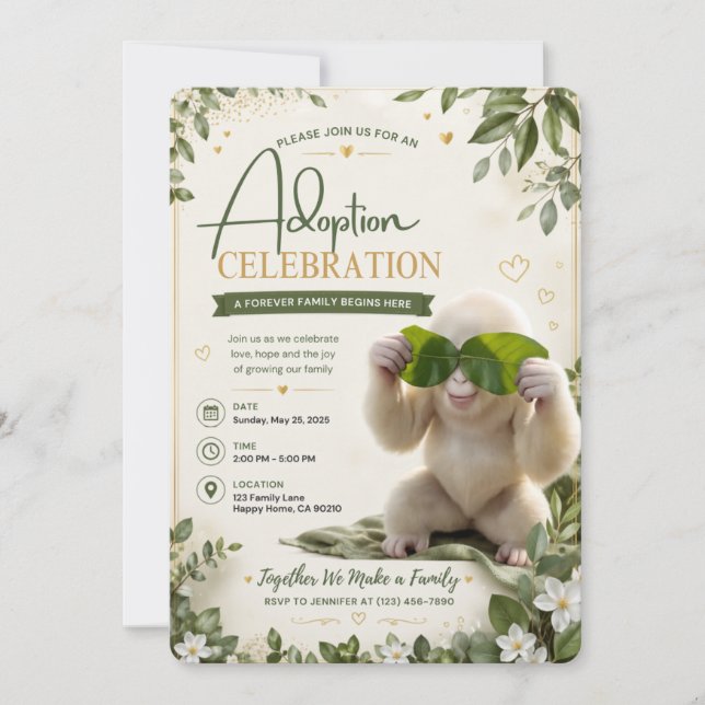 Adoption Celebration Invitation Gotcha Day Invite (Front)