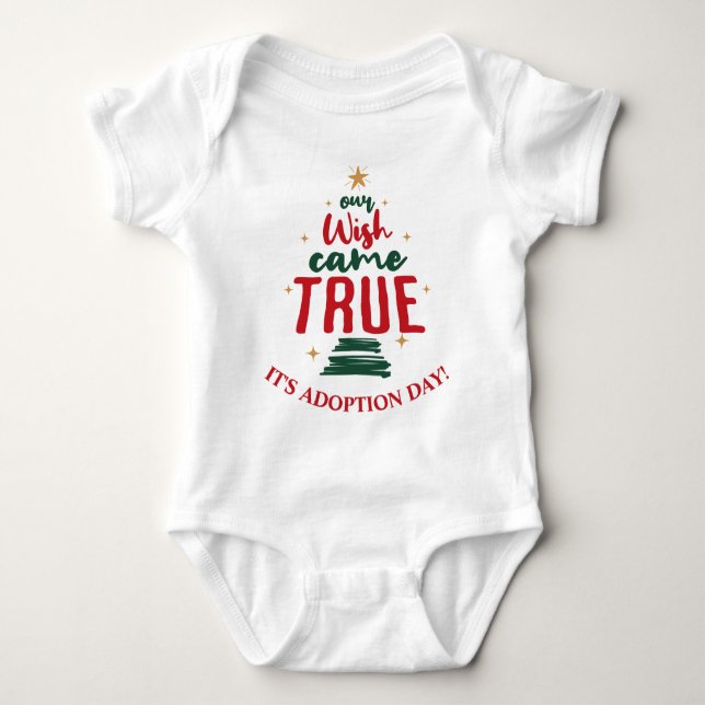 Adoption Day Kid's Christmas "Our Wish Came True" Baby Bodysuit (Front)