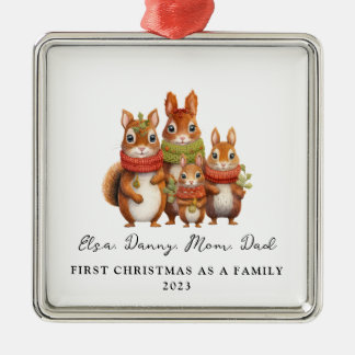 Adoption First Christmas As Family Forest Squirrel Metal Tree Decoration