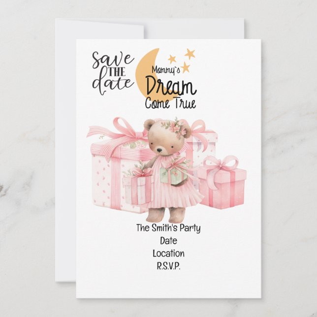 Adoption Foster Child  Girl pink theme party  Invitation (Front)