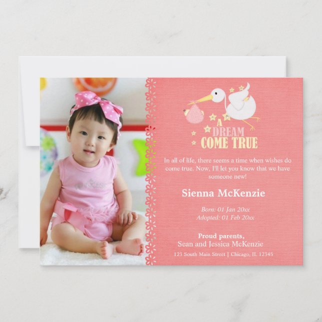 Adoption Girl Announcement (Front)