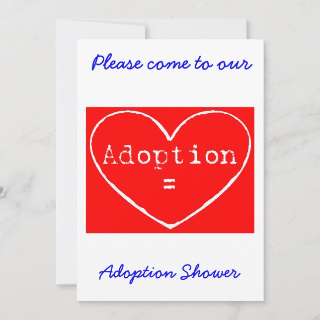 Adoption = Love White on Red Shower invitation (Front)