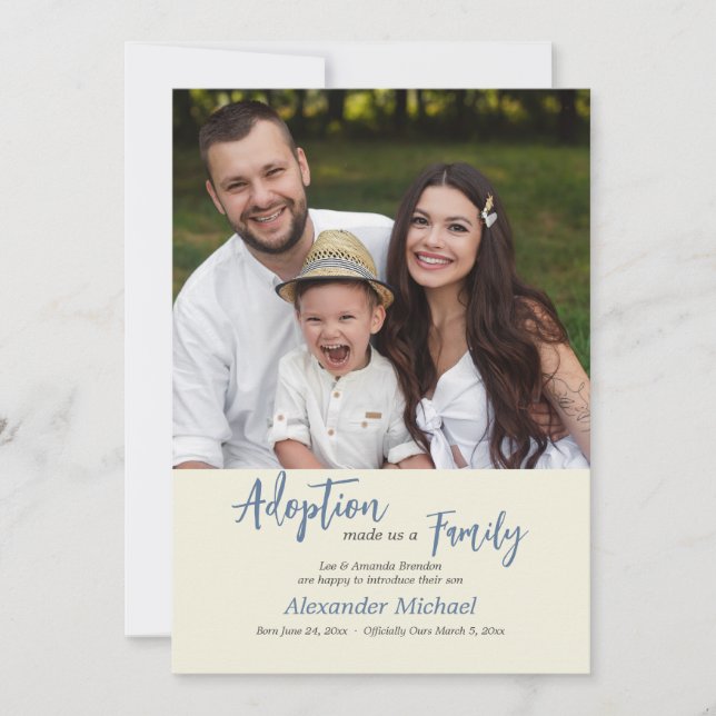 Adoption Made Us A Family Announcement (Front)