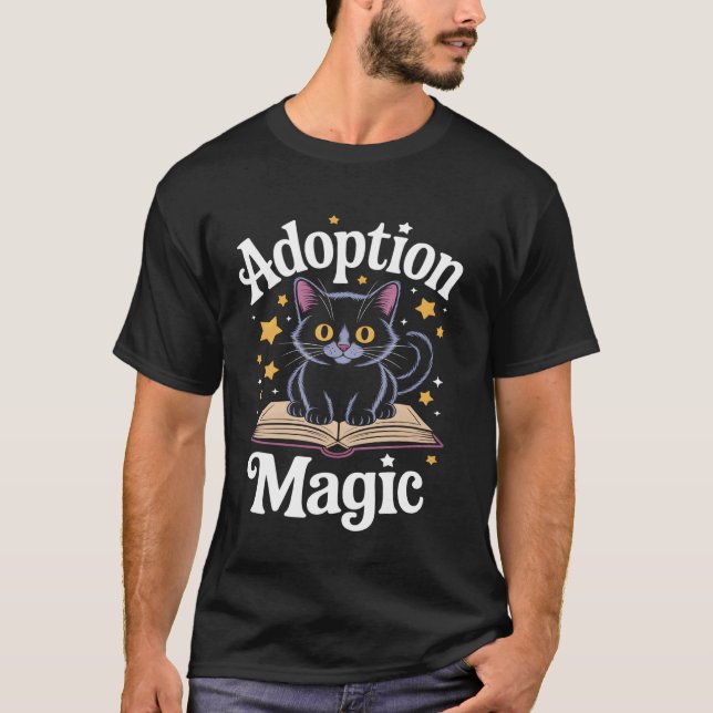 Adoption Magic Cat Book Lover T-Shirt (Front)