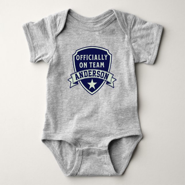 Adoption "Officially Team" Name Kid's Gotcha Day Baby Bodysuit (Front)
