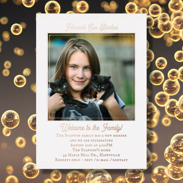 Adoption Older Girl Rose Gold Foil Invitation (Creator Uploaded)