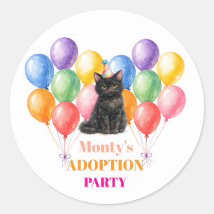 Adoption Party Gotcha day Black Cat Pet Classic Round Sticker
