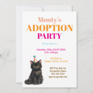Adoption Party Gotcha day Black Cat Pet Invitation